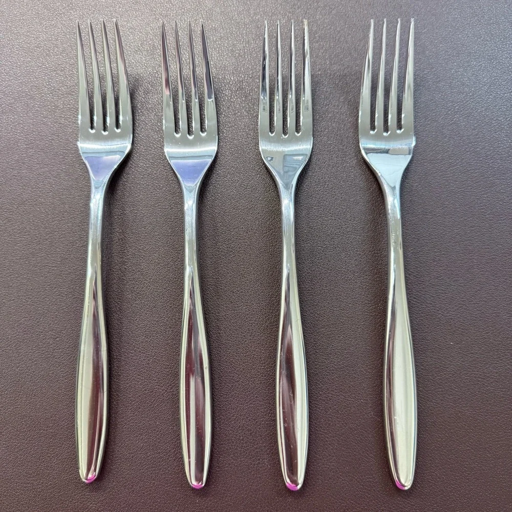 Gourmet Settings Exotic Stainless Steel Dinner Forks Set of 4‎ Silver 8 Inch